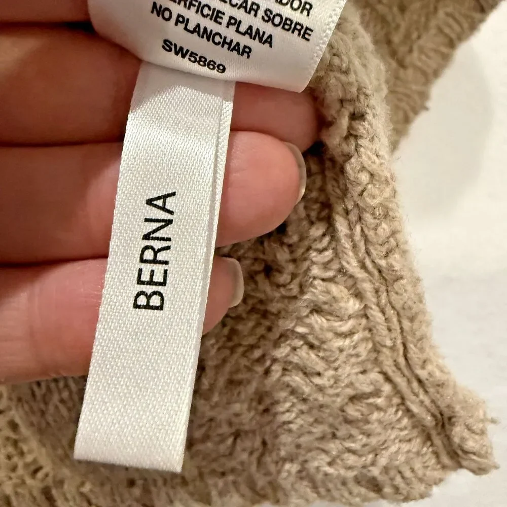 Buffalo David Bitton Cashmere Blend Cable Knit Zip Poncho Sweater Cape S Taupe